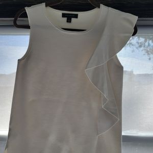 Ann Taylor sleeveless thick luxury material top with ruffle side detail